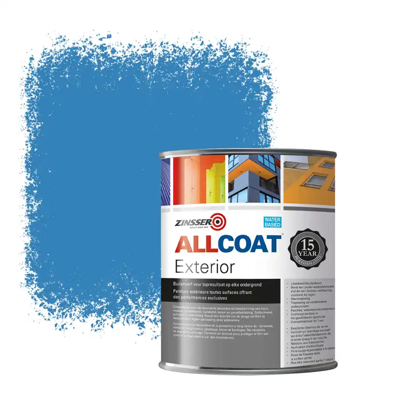Aanbieding Zinsser Allcoat Exterior Muurverf RAL 5012 Lichtblauw - 1 liter