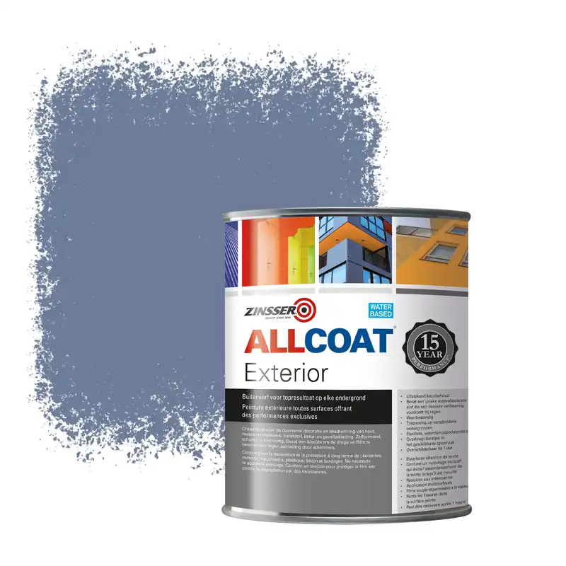 Zinsser Allcoat Exterior Muurverf RAL 5014 Duivenblauw - 1 liter Lage Prijs