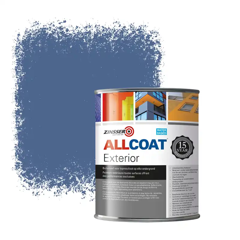 Laatste Versie Zinsser Allcoat Exterior Muurverf RAL 5023 Verblauw - 1 liter
