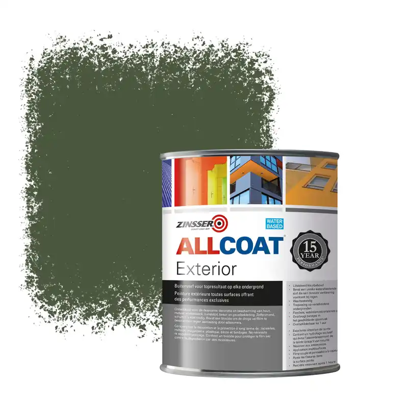 Zinsser Allcoat Exterior Muurverf RAL 6003 Olijfgroen - 1 liter Alleen Vandaag