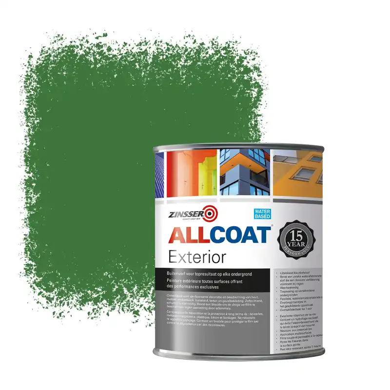 Gereduceerde Prijs Zinsser Allcoat Exterior Muurverf RAL 6010 Grasgroen - 1 liter