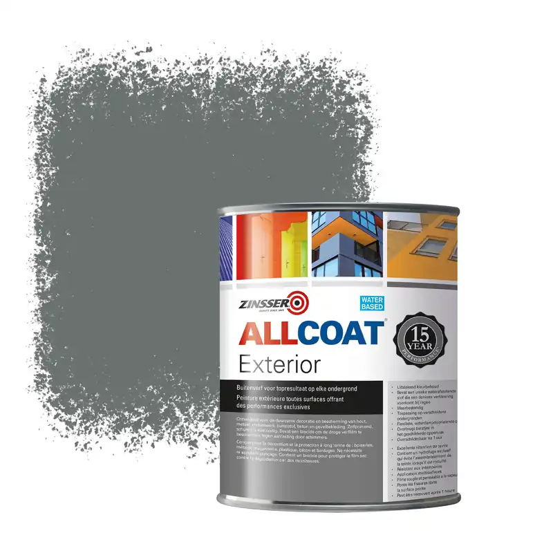 Zinsser Allcoat Exterior Muurverf RAL 7005 Muizengrijs - 1 liter Lage Kosten