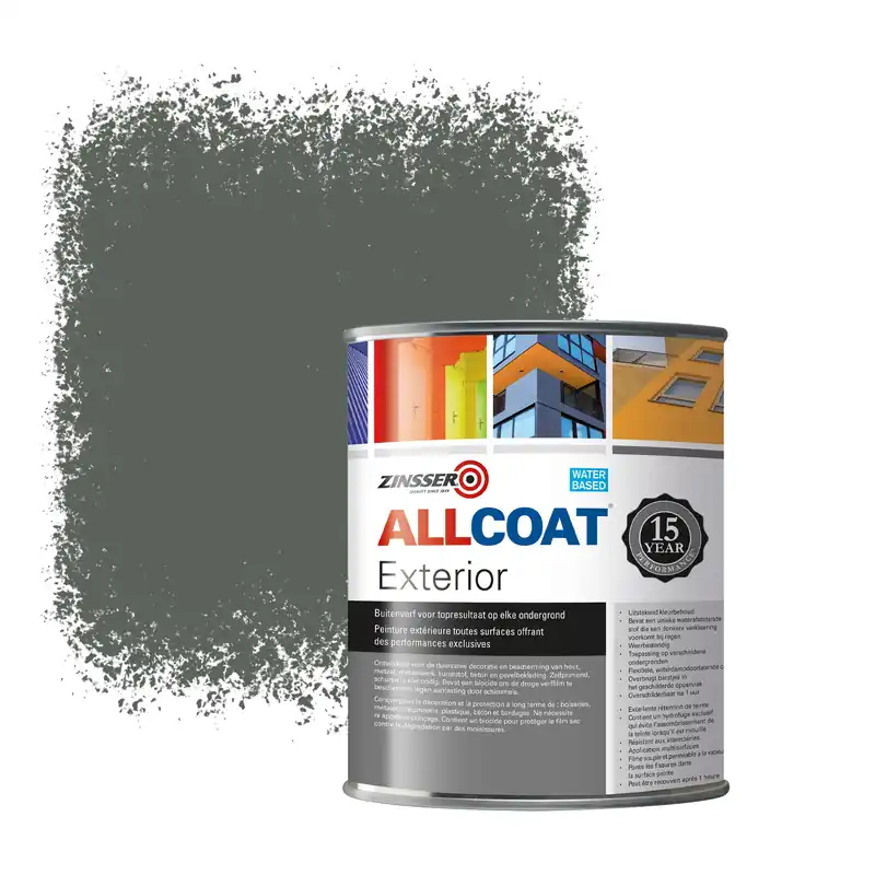 Zinsser Allcoat Exterior Muurverf RAL 7009 Groengrijs - 1 liter Shop Nu