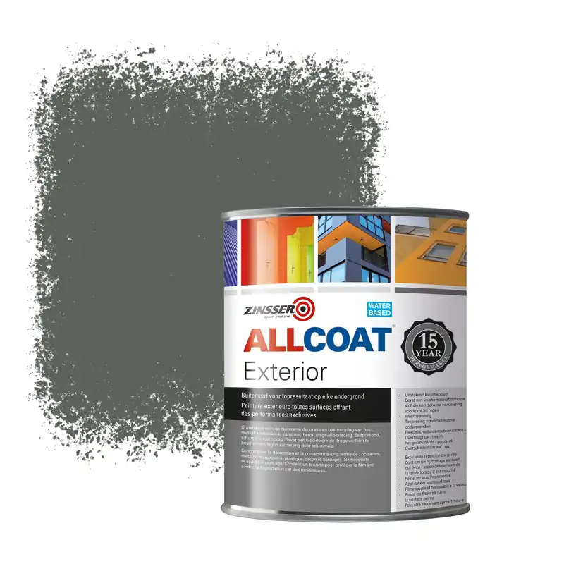 Bestseller Zinsser Allcoat Exterior Muurverf RAL 7010 Zeildoekgrijs - 1 liter