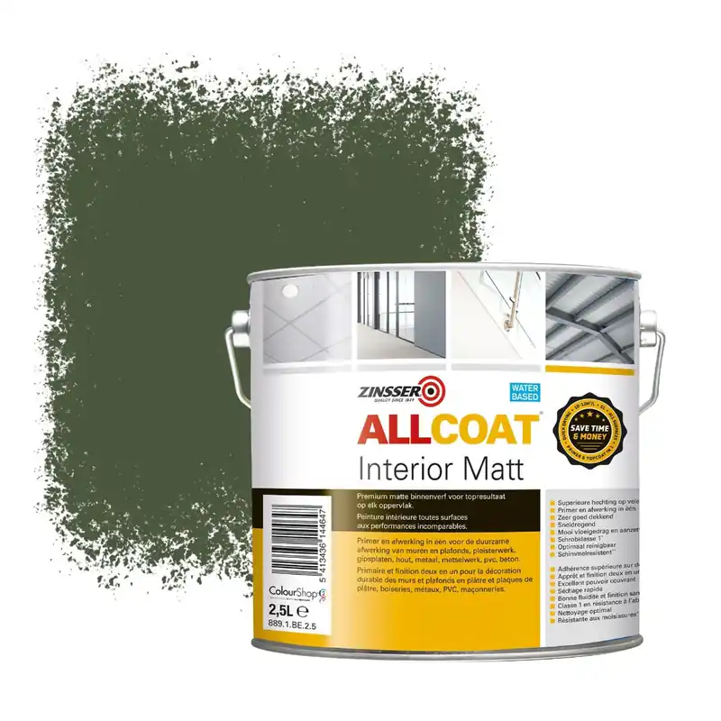 Weekendaanbieding Zinsser Allcoat Interior Muurverf RAL 6003 Olijfgroen - 2,5 liter
