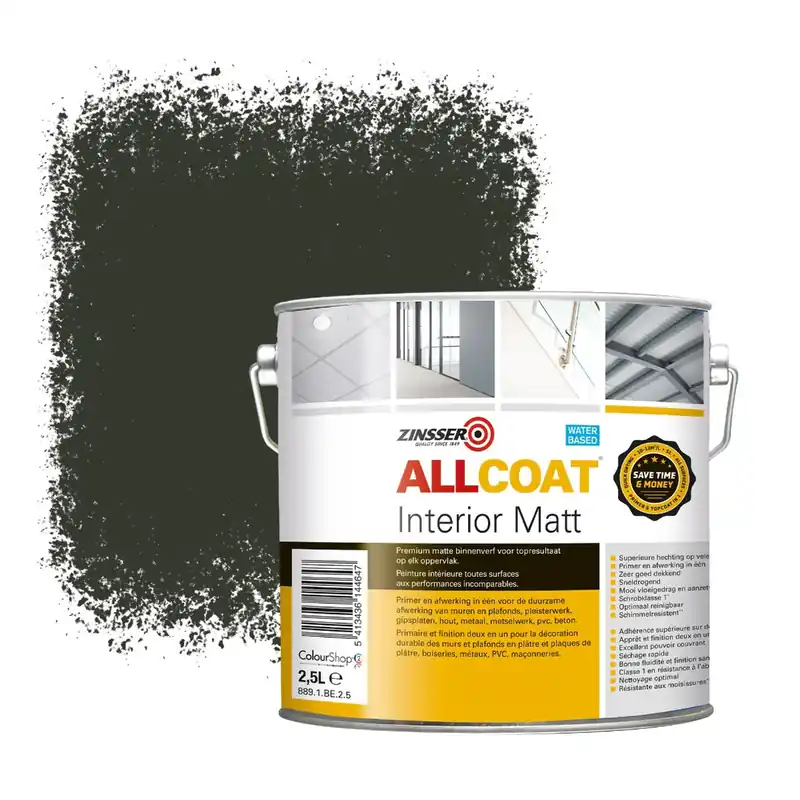 Zinsser Allcoat Interior Muurverf RAL 6008 Bruingroen - 2,5 liter Alleen Vandaag