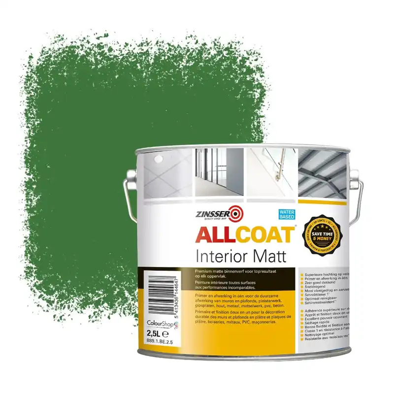 Gratis Retour Zinsser Allcoat Interior Muurverf RAL 6010 Grasgroen - 2,5 liter