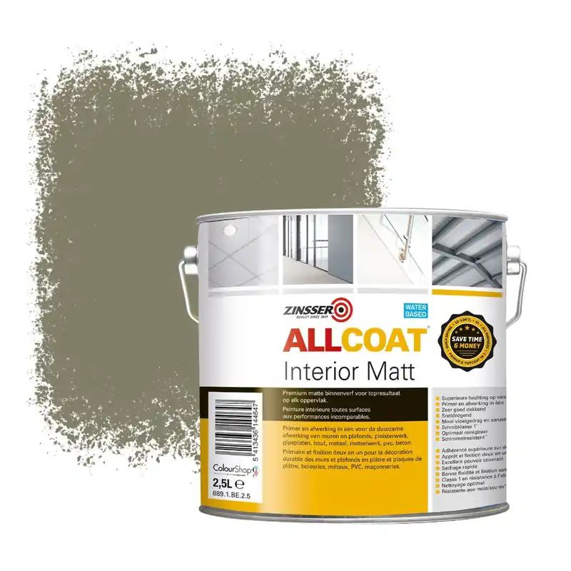 Zinsser Allcoat Interior Muurverf RAL 7002 Olijfgrijs - 2,5 liter Koop Online