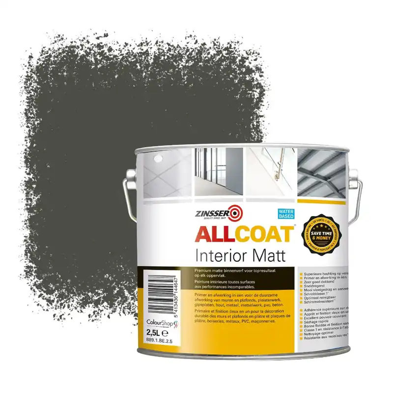 Zinsser Allcoat Interior Muurverf RAL 7022 Umbra grijs - 2,5 liter Gratis Retour