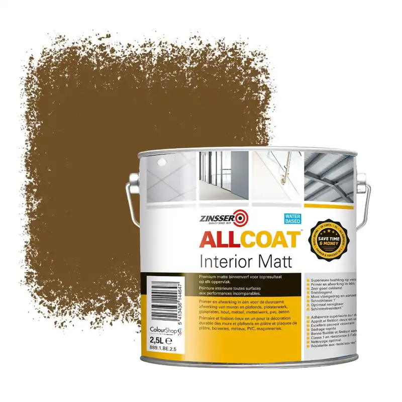 Zinsser Allcoat Interior Muurverf RAL 8008 Olijfbruin - 2,5 liter Betrouwbaar