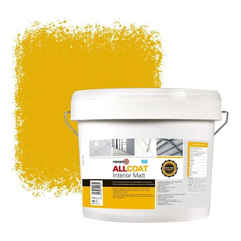 Aanbieding Zinsser Allcoat Interior Muurverf RAL 1004 Goudgeel - 10 liter
