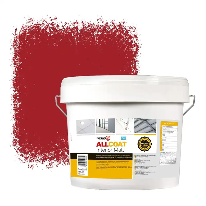 Gereduceerde Prijs Zinsser Allcoat Interior Muurverf RAL 3001 Signaalrood - 10 liter