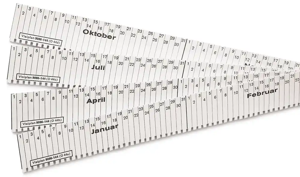 Hoge Kwaliteit VisiPlan Termijnlabels met jaarindeling voor strokenplanbord - 25 sets