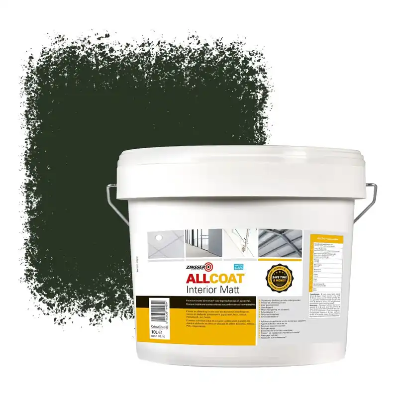 Zinsser Allcoat Interior Muurverf RAL 6007 Flessengroen - 10 liter Uitverkoop