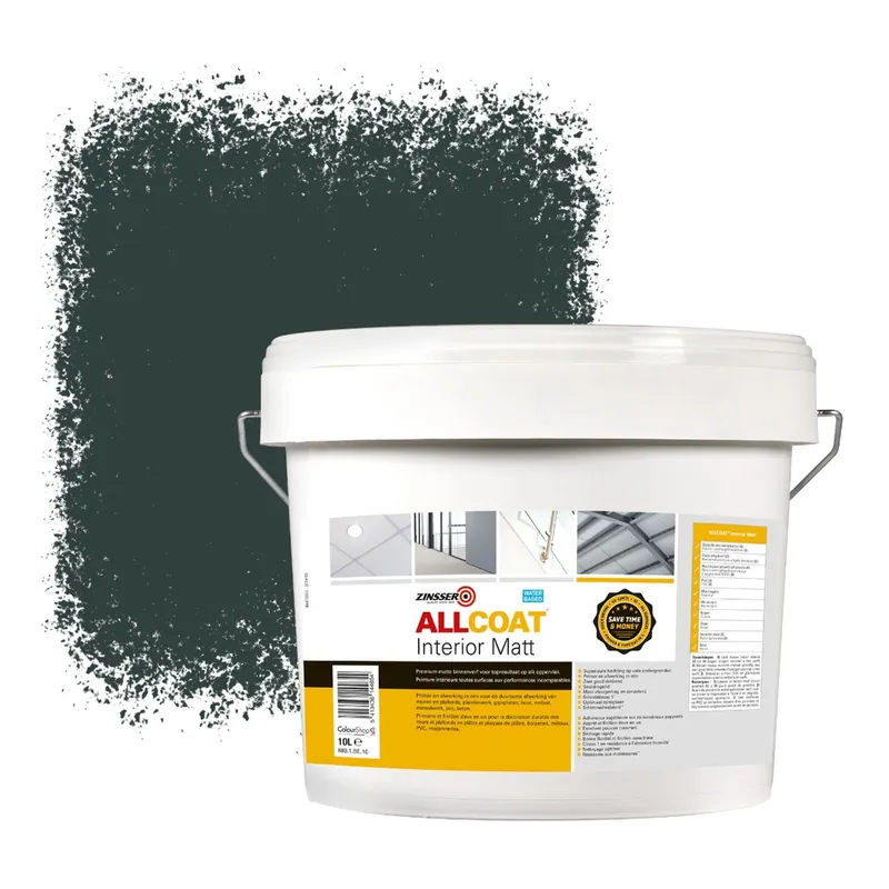 Zinsser Allcoat Interior Muurverf RAL 6012 Zwartgroen - 10 liter Laatste Versie