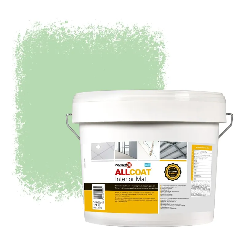 Beperkte Voorraad Zinsser Allcoat Interior Muurverf RAL 6019 Pastelgroen - 10 liter