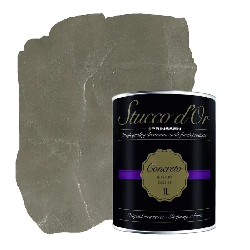 Flitsaanbieding Stucco d'Or Concreto Smokey Brown Betonlookverf - 1 liter