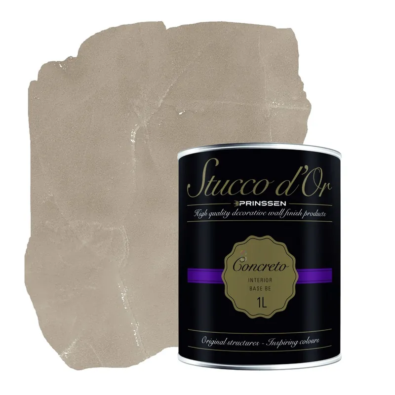 Stucco d'Or Concreto Natural Ligt Brown Betonlookverf - 1 liter Nieuw