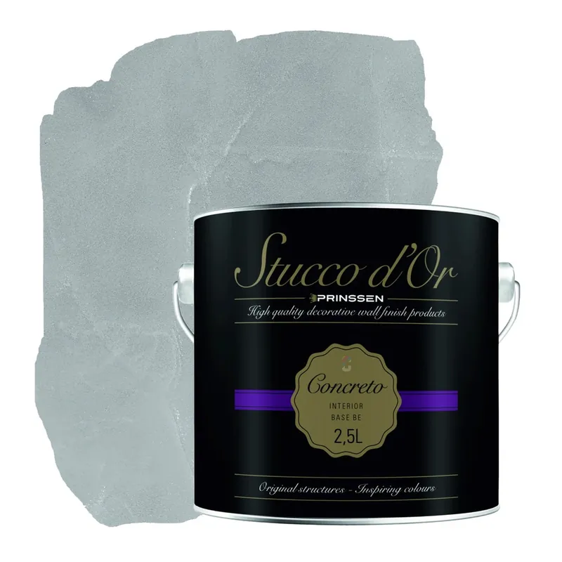 Stucco d'Or Concreto Ash Grey Betonlookverf - 2,5 liter Gecertificeerd