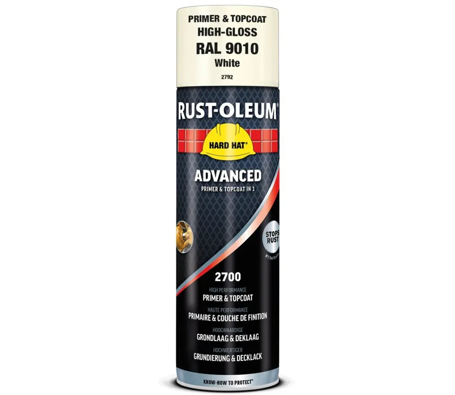Merkproduct Rust-Oleum Grondverf & Lak in 1 spuitbus WIT GLANS - RAL9010