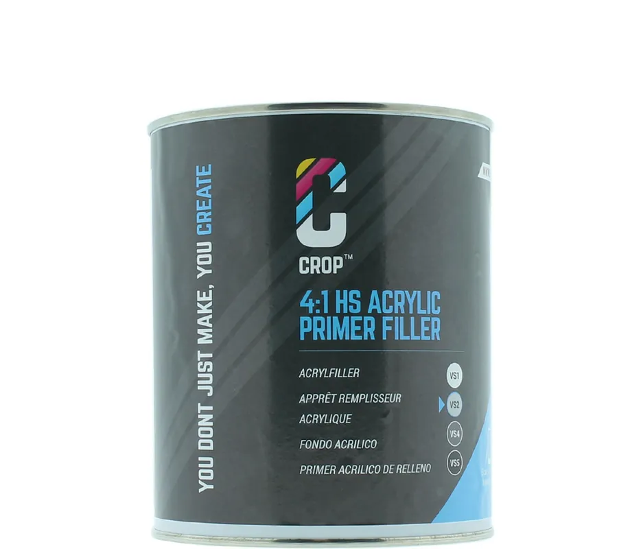 Uitverkoop CROP 2K HS Acryl Primer Filler GRIJS VS2 - Blik 1 liter