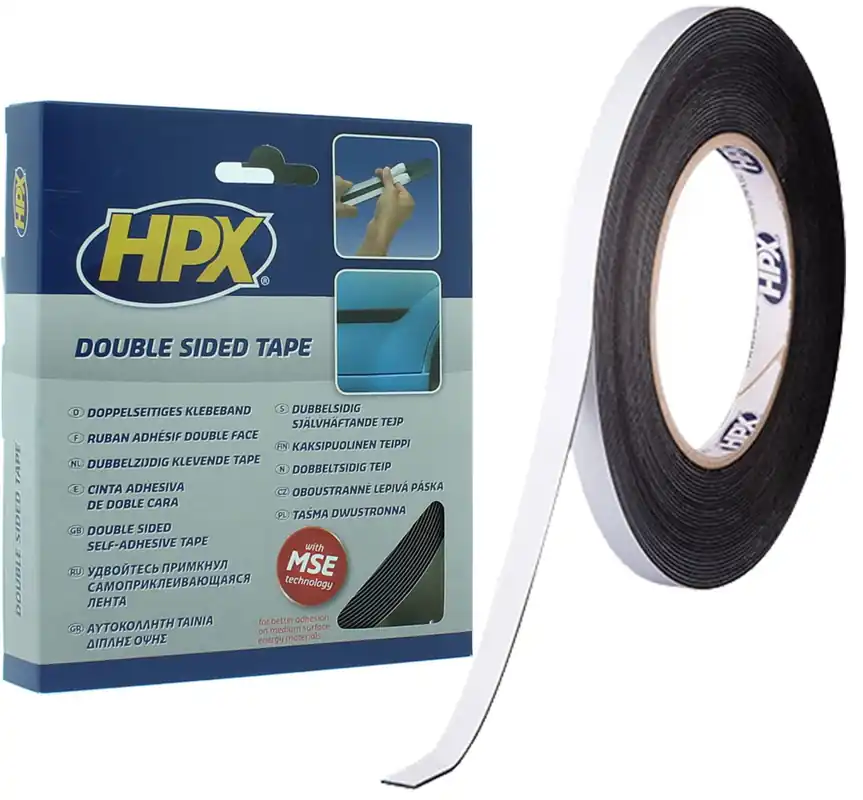 HPX Dubbelzijdig Foam Tape ZWART 9mm - 10 meter Direct Verzonden