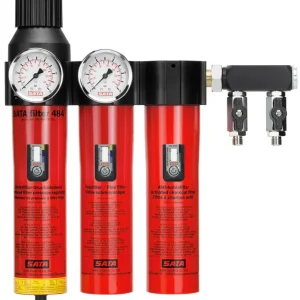 Betaalbaar SATA 484 Olie- & Waterafscheider met actieve koolfilter + drukregelaar & uitlaatmodule