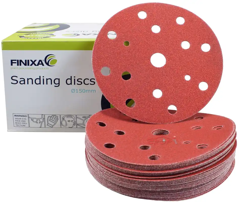 Gecertificeerd FINIXA Schuurschijven RED 150mm met 15 gaten