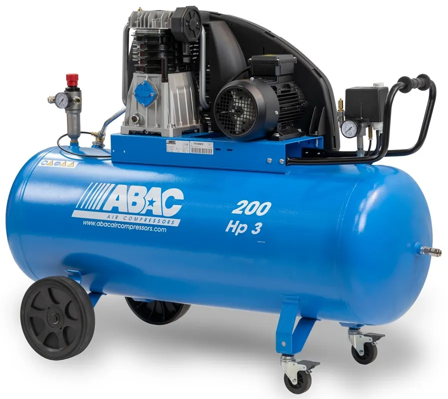 ABAC PRO A49B 200 CT3 Mobiele Compressor 400 Volt - 200 liter - 11 bar Op = Op