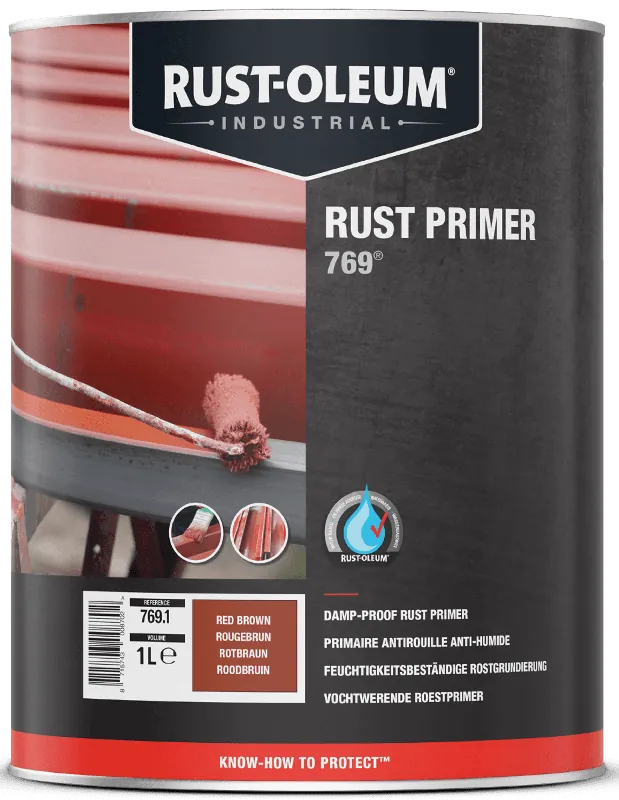 Uitverkoop Rust-Oleum 769 Vochtwerende Roestprimer Roodbruin in blik - 1 liter
