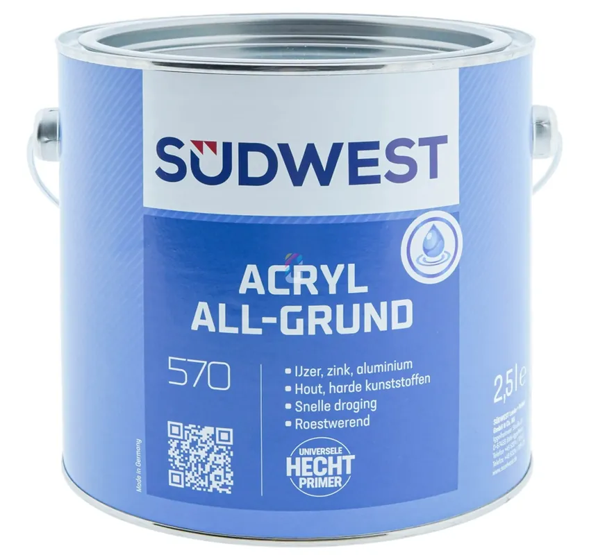 Favoriet Südwest ACRYL U51 All Grund ZWART Grondverf op Waterbasis 2,5 liter