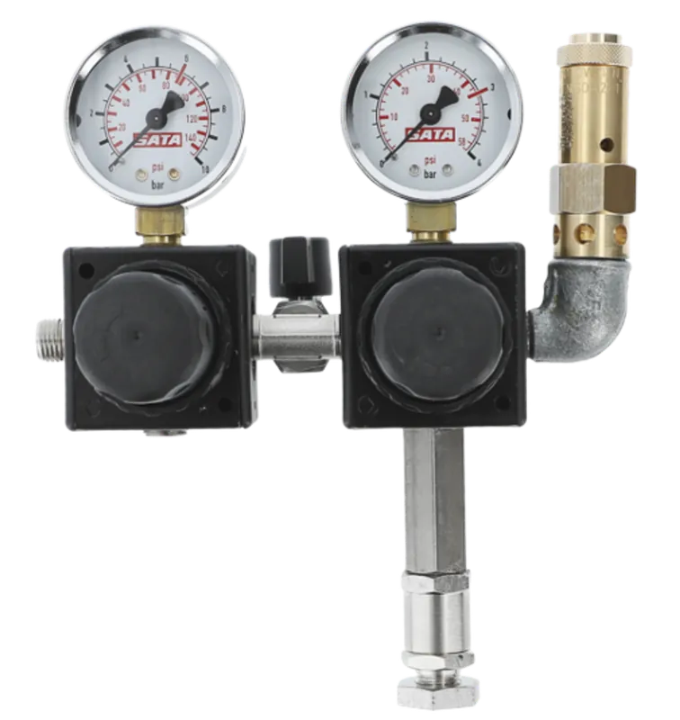 SATA Dubbele Drukregelaar met Manometer en Veiligheidsklep Merkproduct