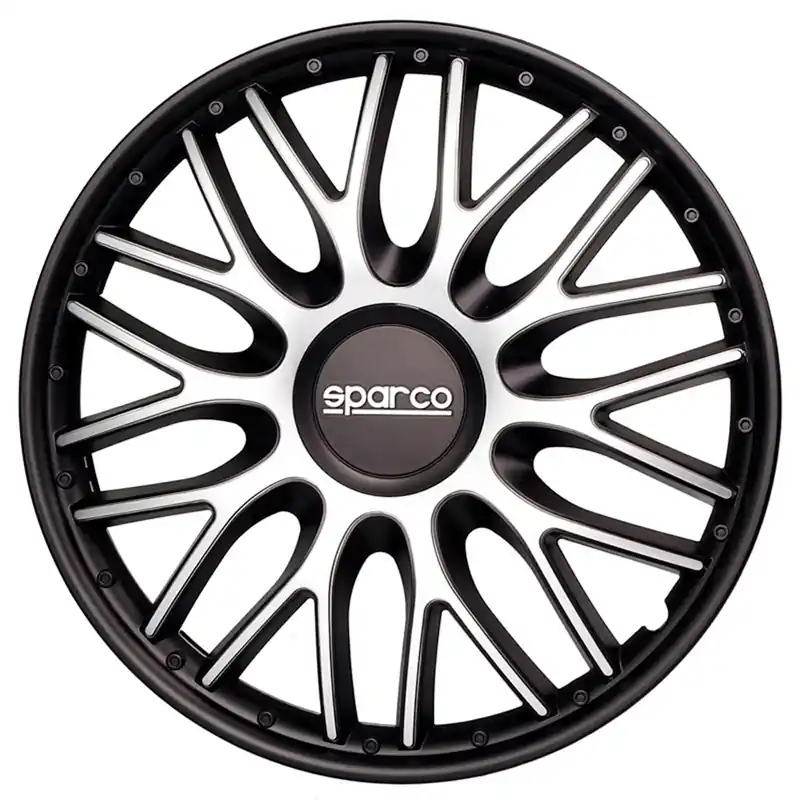 Koopje Sparco Wieldoppen Roma 15 inch Zilver Zwart - 4 stuks