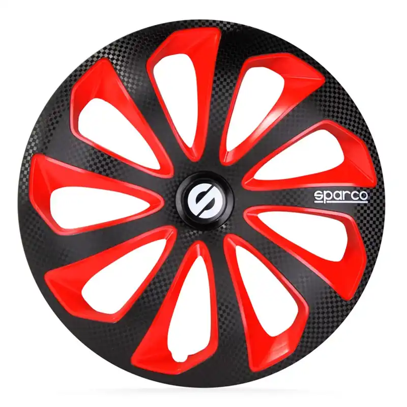 Exclusieve Aanbieding Sparco Wieldoppen Sicilia 16 inch Zwart Rood Carbon - 4 stuks
