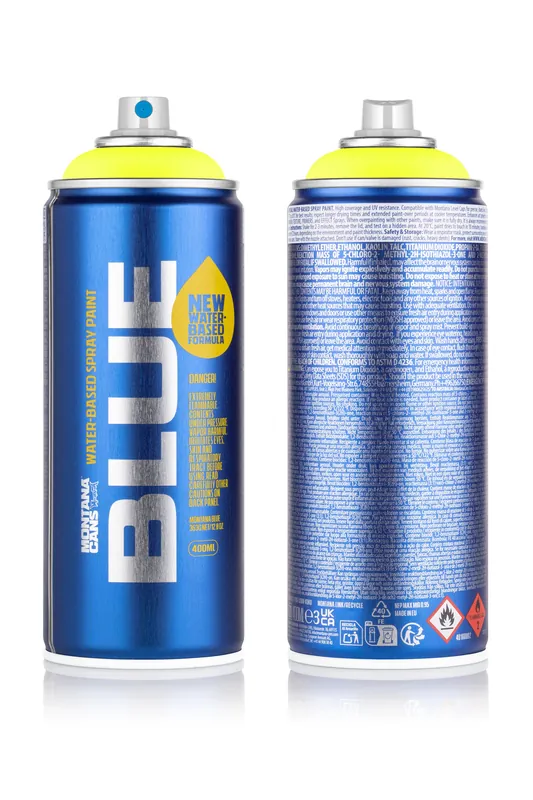 Montana BLUE Fluor Yellow Spuitbus 400ml Actieprijs