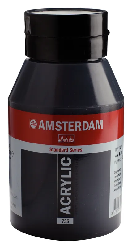 Royal Talens Amsterdam Standard Series Acrylverf Pot 1000 ml - Oxydzwart 735 Hoge Kwaliteit