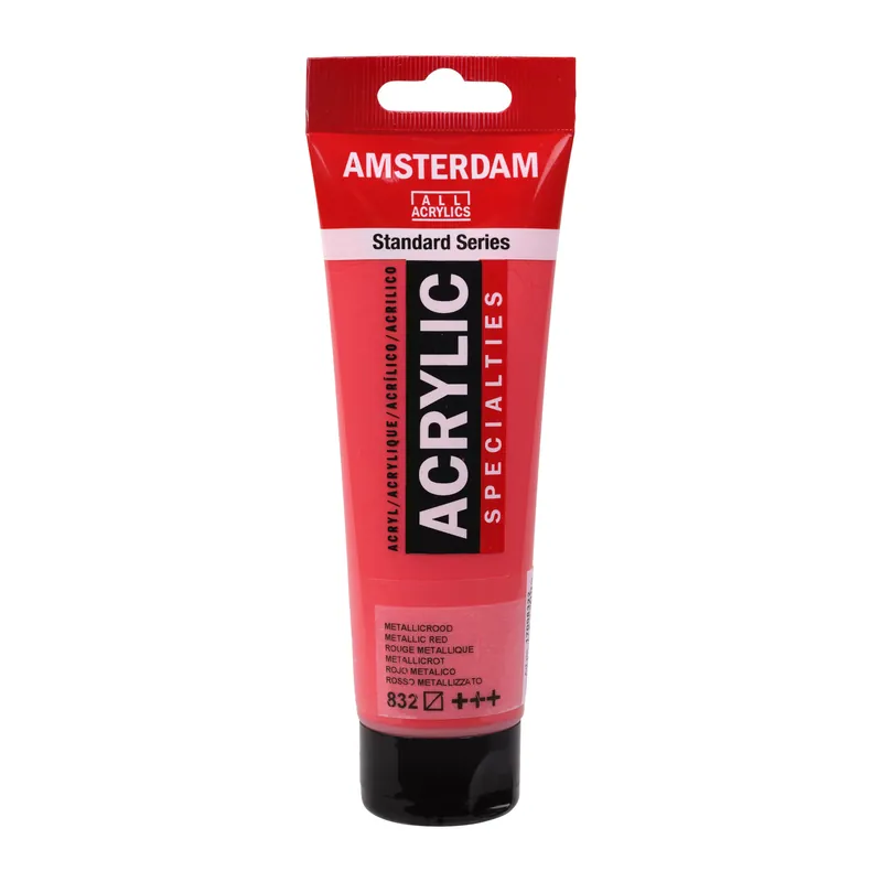 Gereduceerde Prijs Royal Talens Amsterdam Standard Series Acrylverf Tube 120 ml - Metallicrood 832