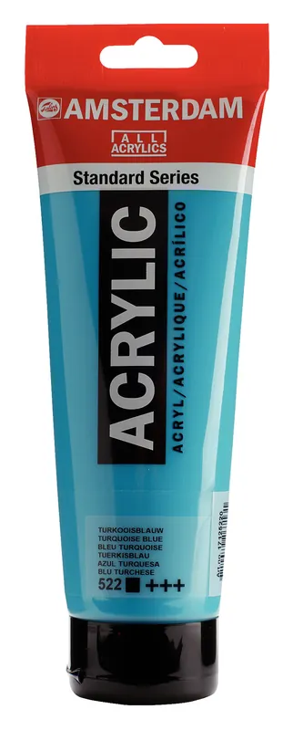 Rechtstreeks Van De Fabrikant Royal Talens Amsterdam Standard Series Acrylverf Tube 250 ml - Turkooisblauw 522
