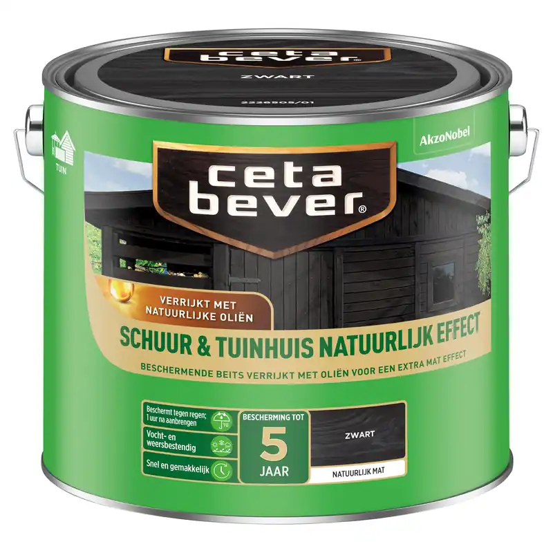 Laatste Kans Cetabever Beits Schuur en Tuinhuis Natuurlijk Effect Mat - Zwart