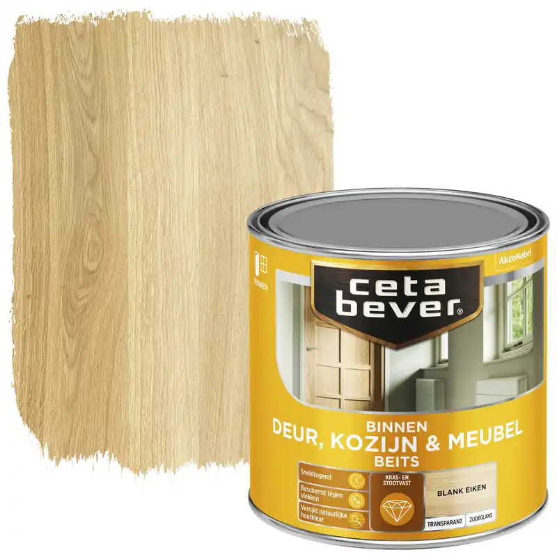 Koopje Cetabever Binnenbeits Deur Kozijn en Meubel Transparant Zijdeglans - Blank Eiken