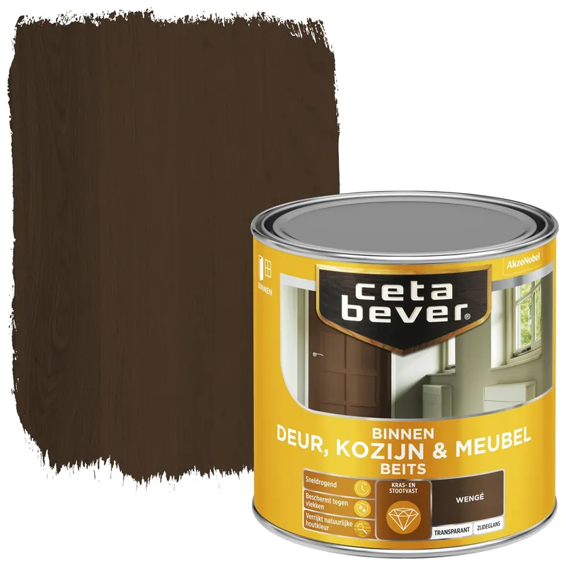 Laatste Versie Cetabever Binnenbeits Deur Kozijn en Meubel Transparant Zijdeglans - Wenge