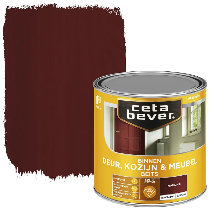 Cetabever Binnenbeits Deur Kozijn en Meubel Transparant Zijdeglans - Mahonie Speciale Aanbieding