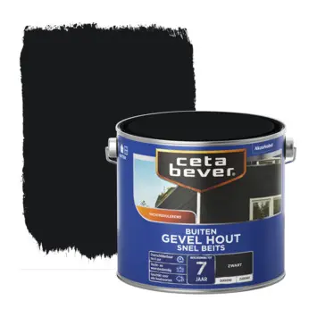 Finale Uitverkoop Cetabever Gevelhout Snel Beits Dekkend Zijdemat - Zwart - 2,5 liter