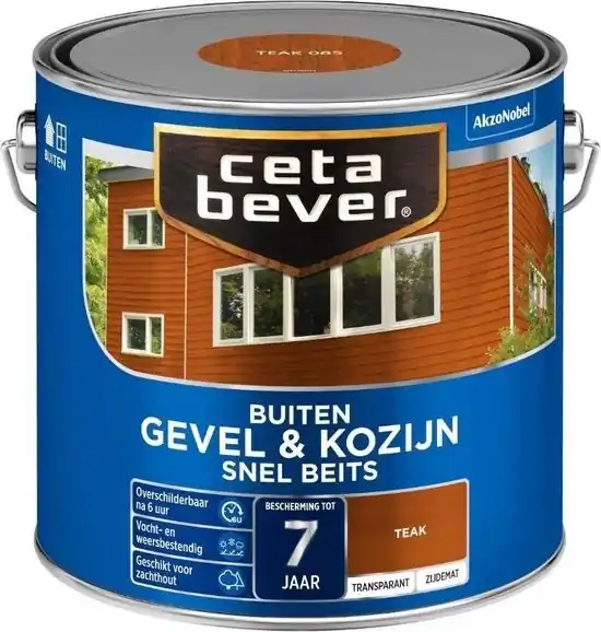 Cetabever Gevel en Kozijn Snel Beits Transparant Zijdemat - Teak Beperkte Voorraad