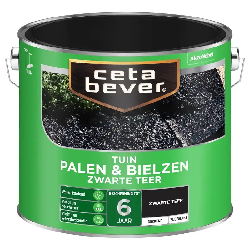 Cetabever Palen en Bielzen Dekkend Zijdeglans - Zwarte Teer Actieprijs