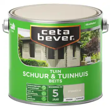 Actieprijs Cetabever Schuur en Tuinhuis Beits Dekkend Zijdeglans - Steengrijs - 2,5 liter