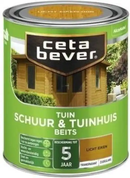 Fabrieksprijs Cetabever Schuur en Tuinhuis Beits Transparant Zijdeglans - Licht Eiken