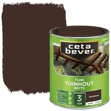 Cetabever Tuinhout Beits Dekkend Zijdeglans - Roodbruin Gereduceerde Prijs