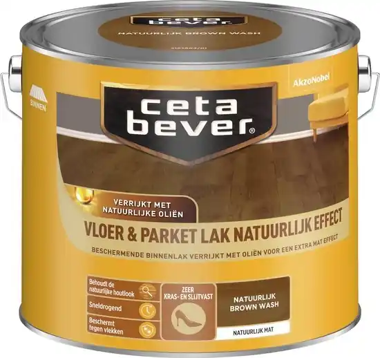 Lage Prijs Cetabever Vloer en Parket Lak Natuurlijk Effect Mat - Brown Wash - 2,5 liter