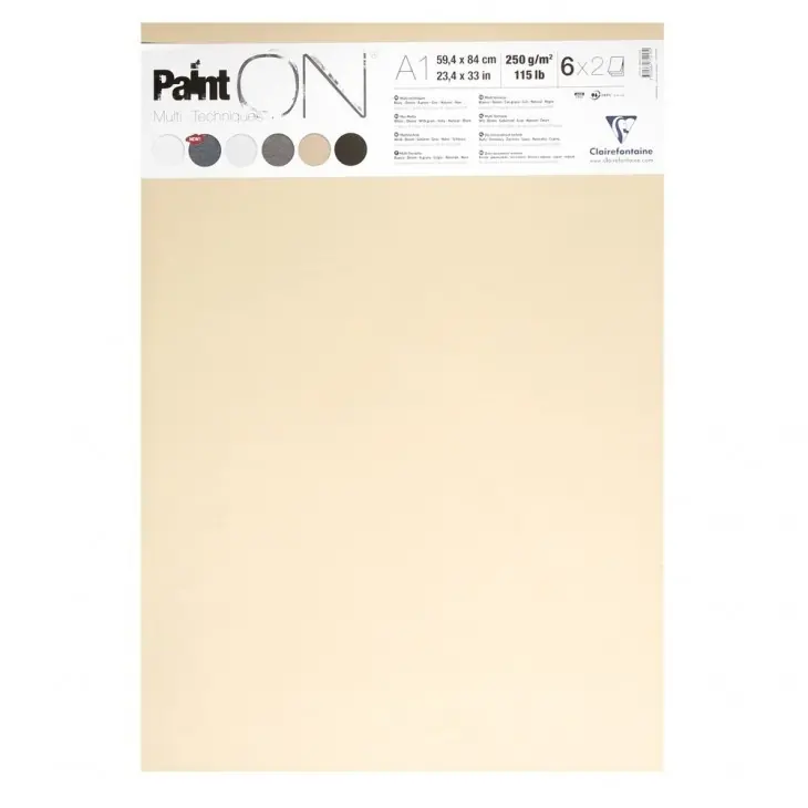 Clairefontaine Painton Mixmedia - Blok - 250 gr - 12 Blad - A1 - 6 x 2 Kleuren Laatste Versie